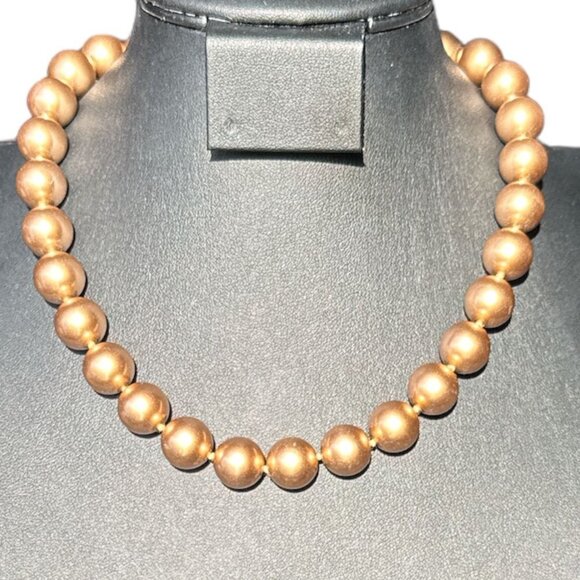 Monet Chunky Gold Color Glass Beaded Necklace - Picture 2 of 6